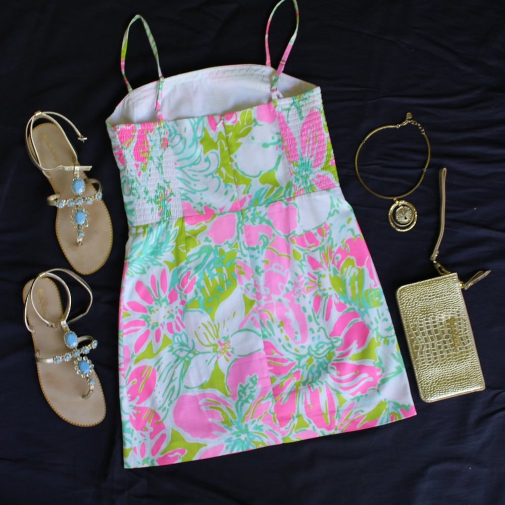 lilly pulitzer jesse Romper playsuit Jump suit jumper Don't Give a cluck crochet - Picture 6 of 8